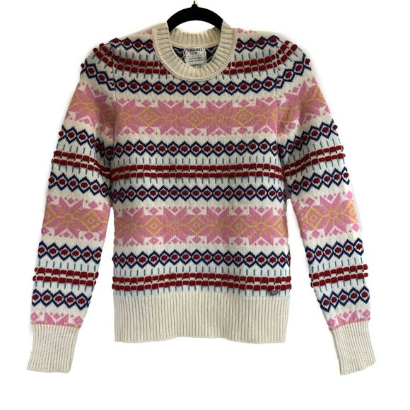Cream Tops - CHANEL - Paris-Salzburg Multicolor Cashmere Jumper - CC Buttons - 34 / US 2